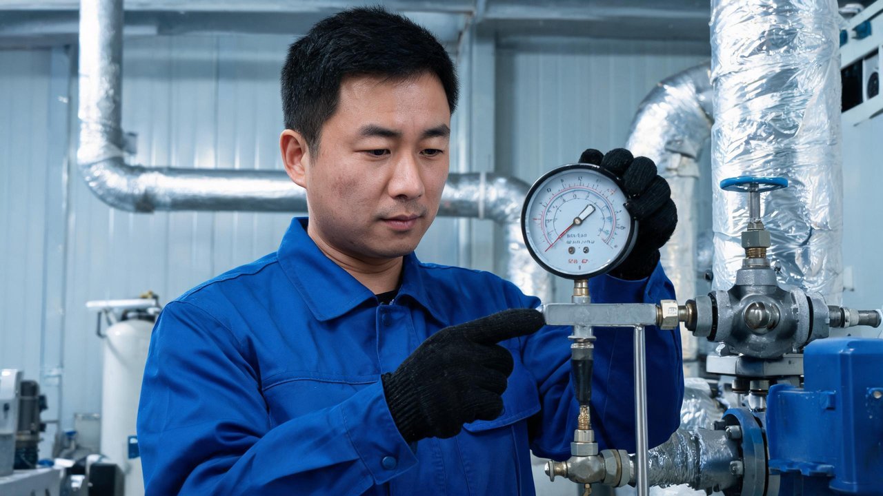 维修工程师检查制冷系统
