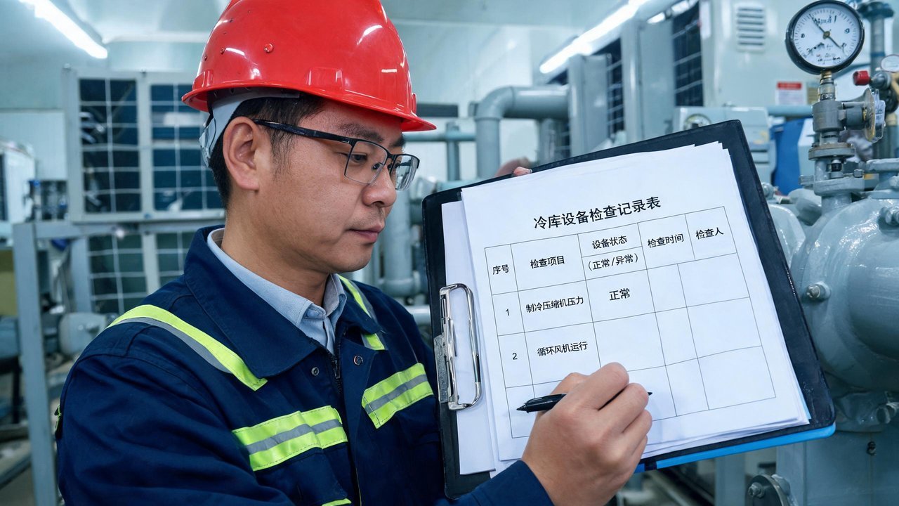 工程师检查设备记录