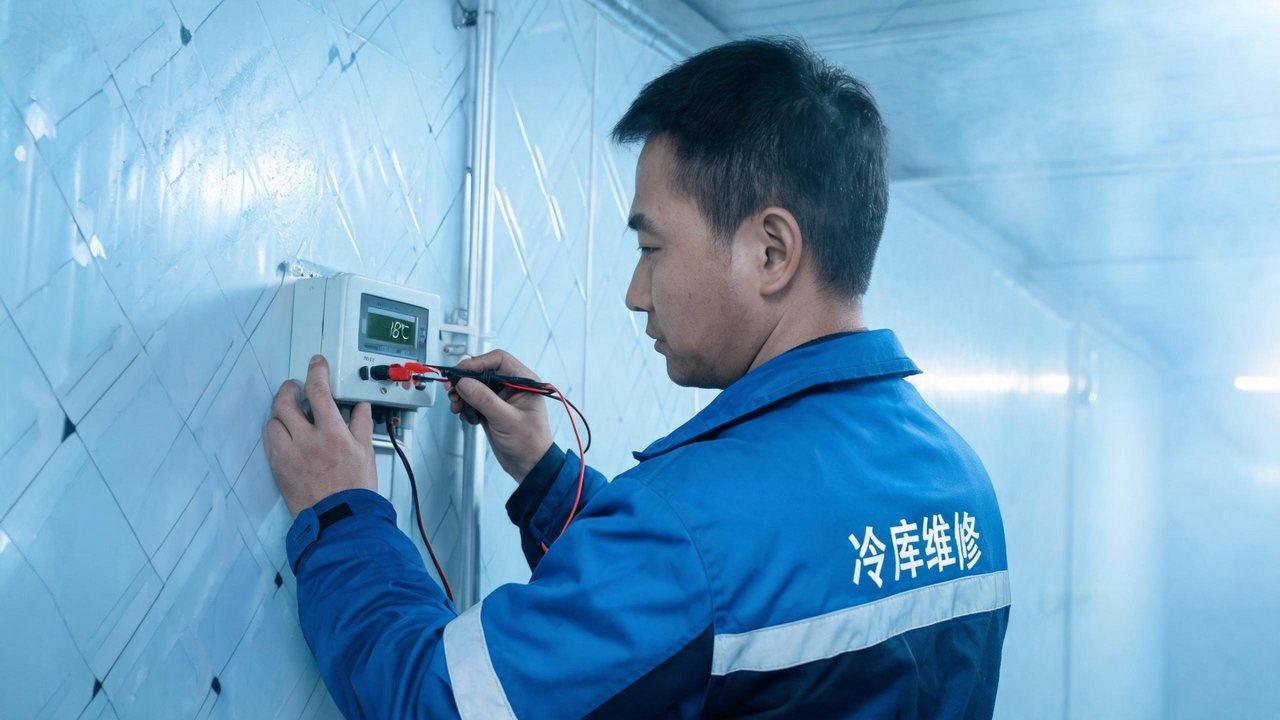 维修师傅检查温度控制器