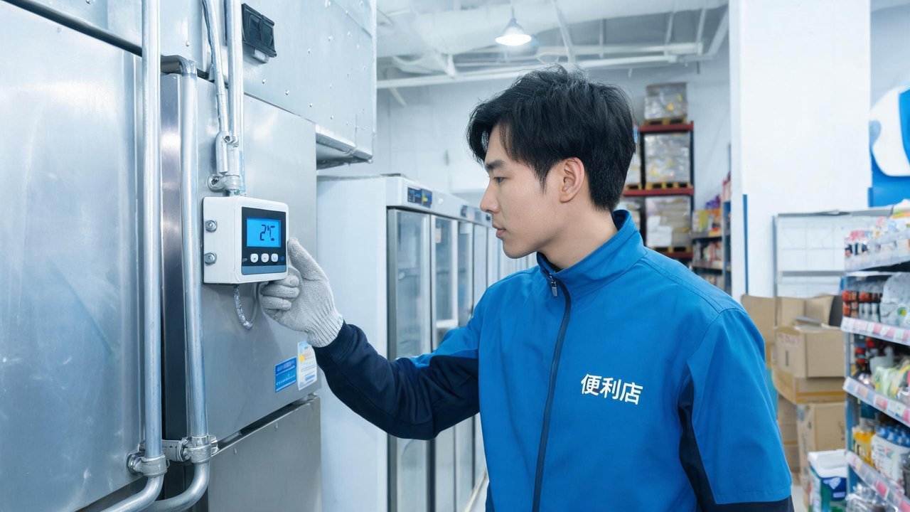 便利店员工检查设备