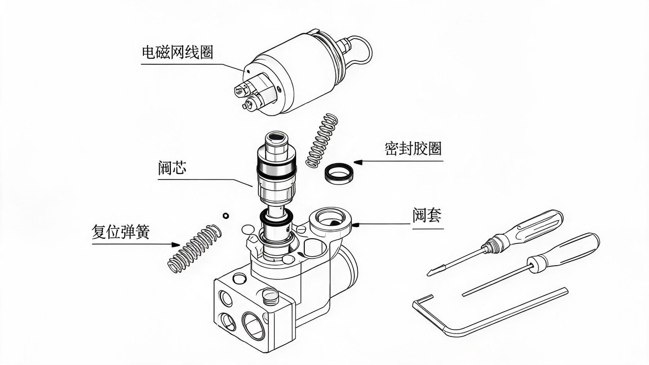 电磁阀拆解示意