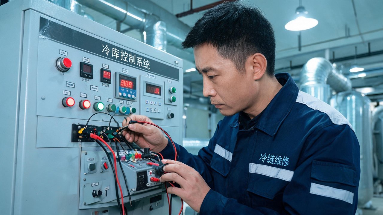 维修工程师检查控制面板