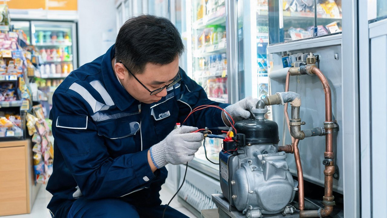 维修工程师检查压缩机