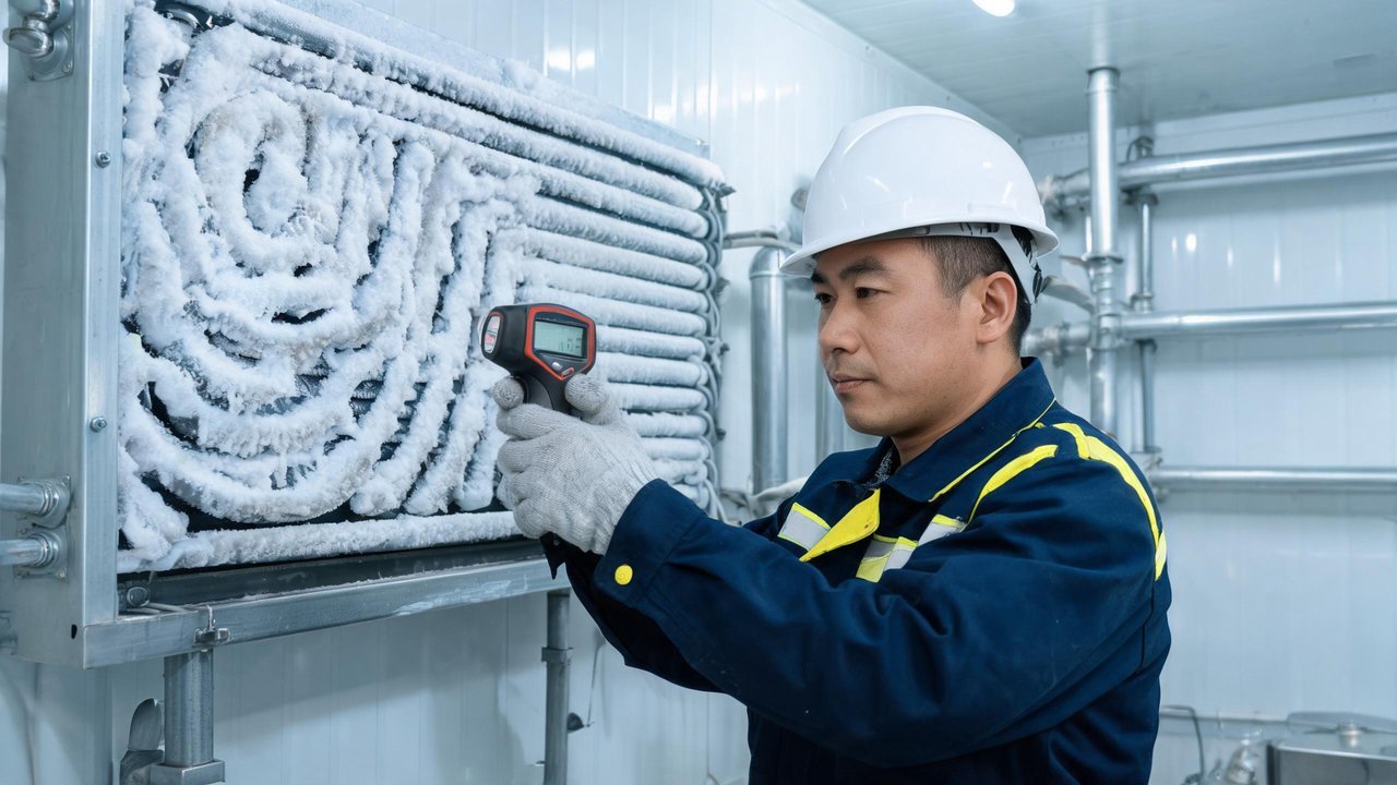 维修工程师检查蒸发器