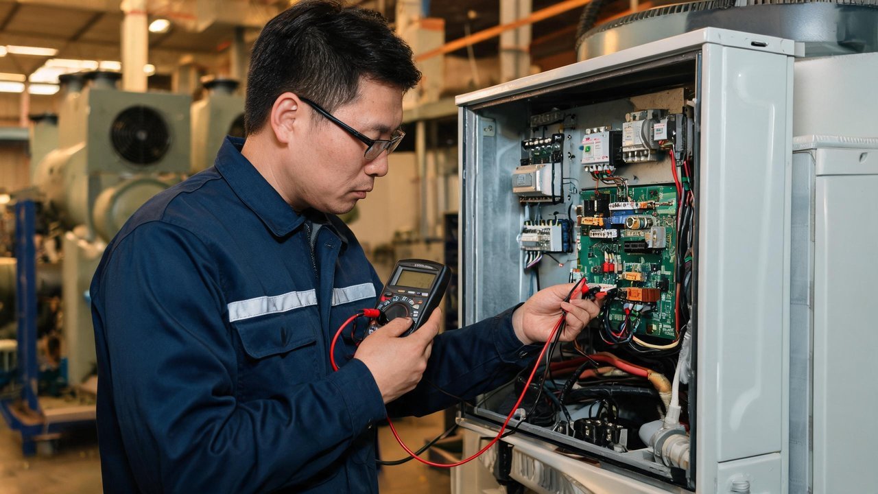 维修工程师检查设备