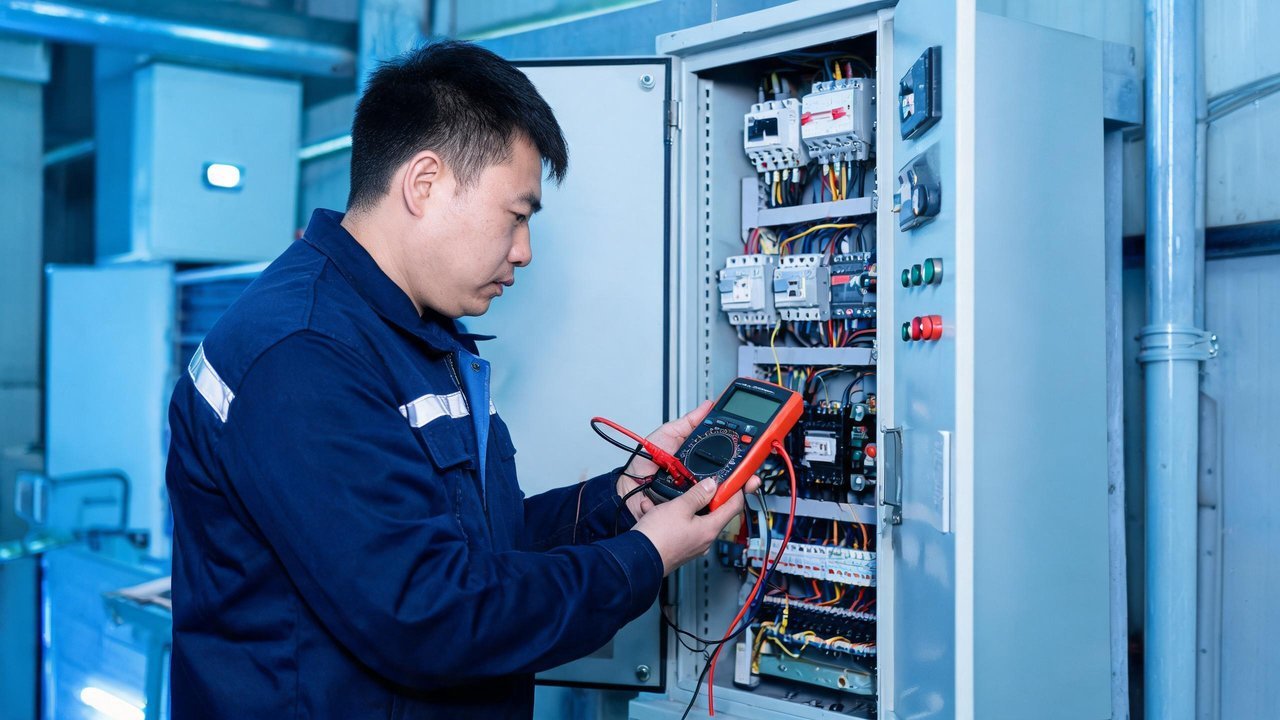 维修工程师检查电气系统