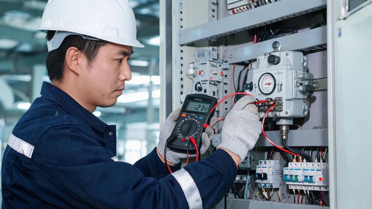 维修工程师检测压力控制器
