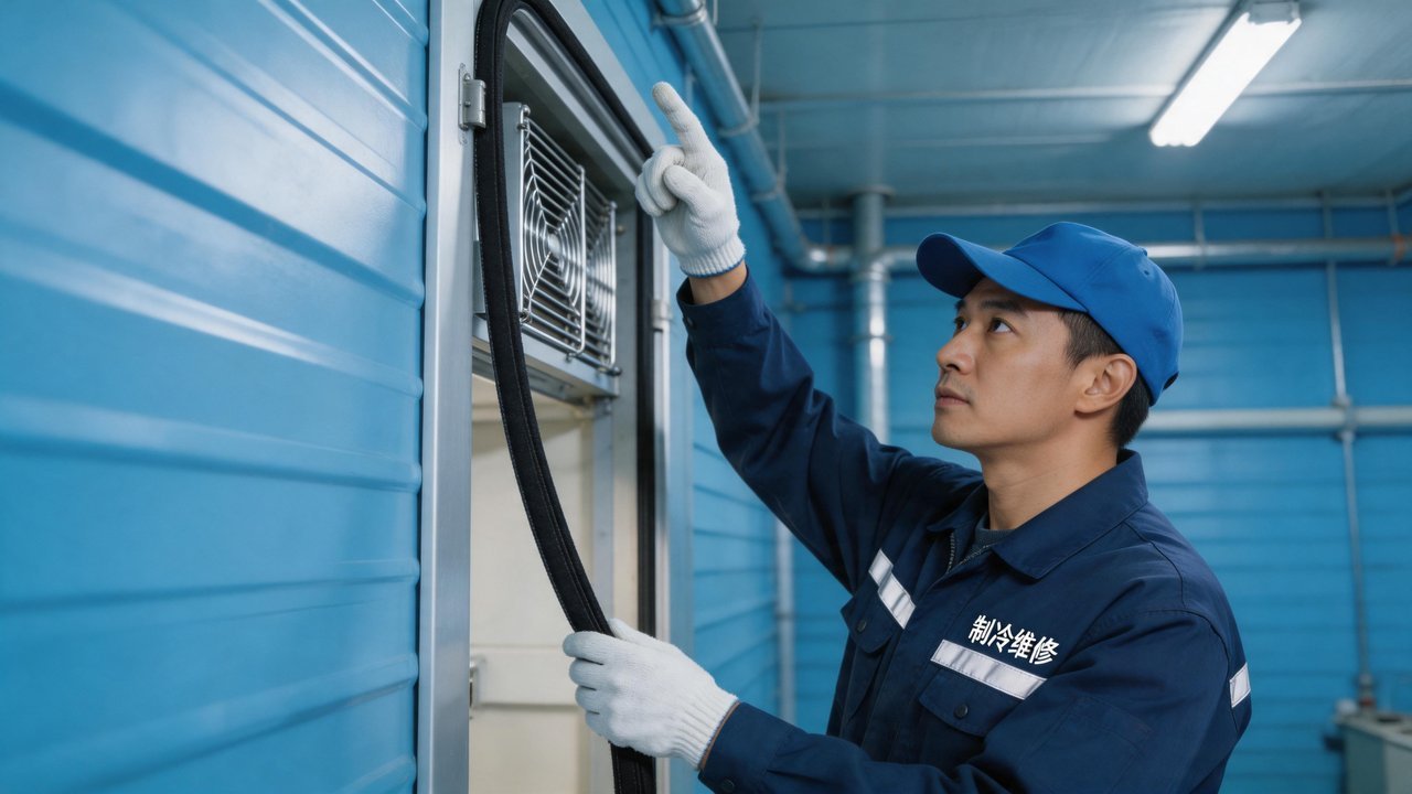 维修技师检查冷库设备