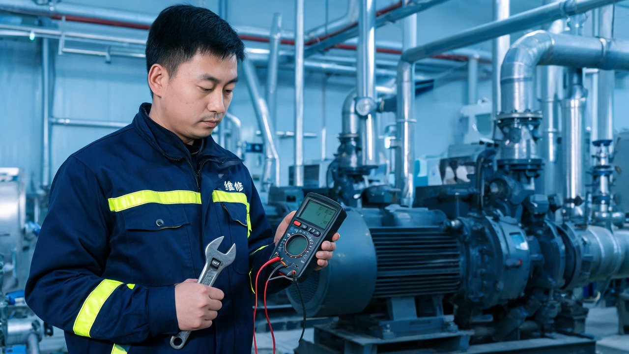 维修工程师检查压缩机