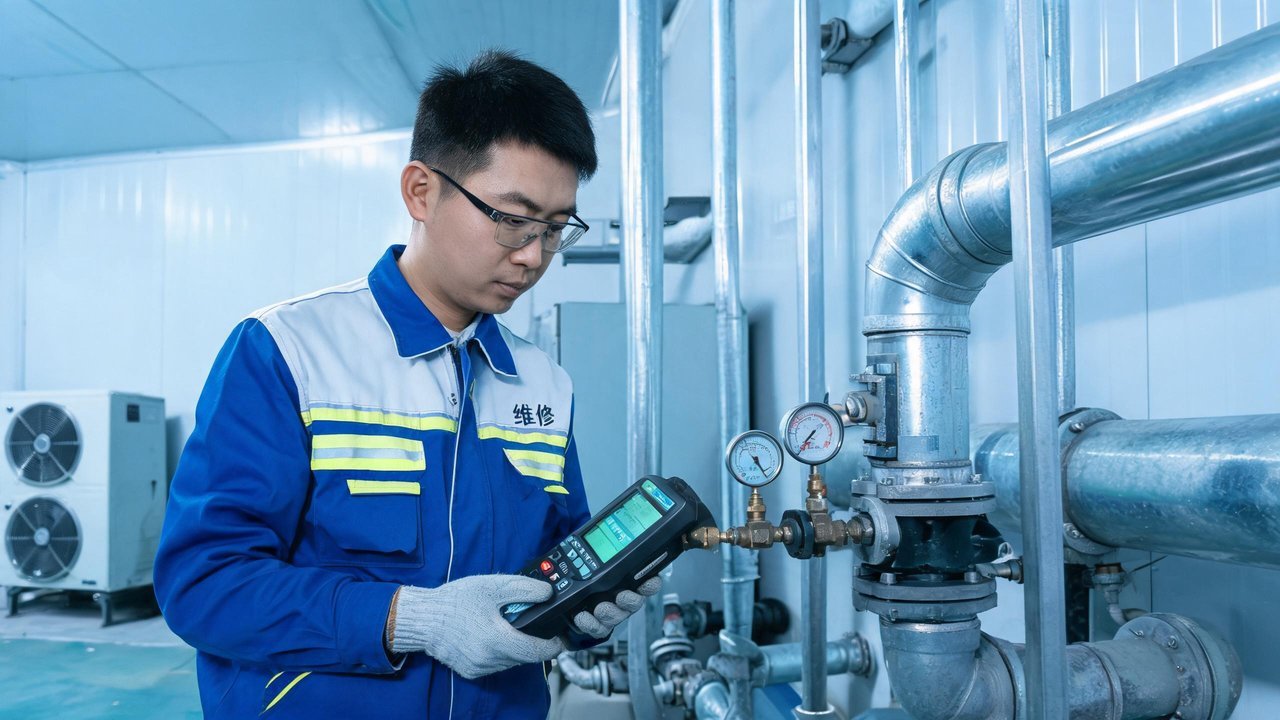 维修工程师检查设备