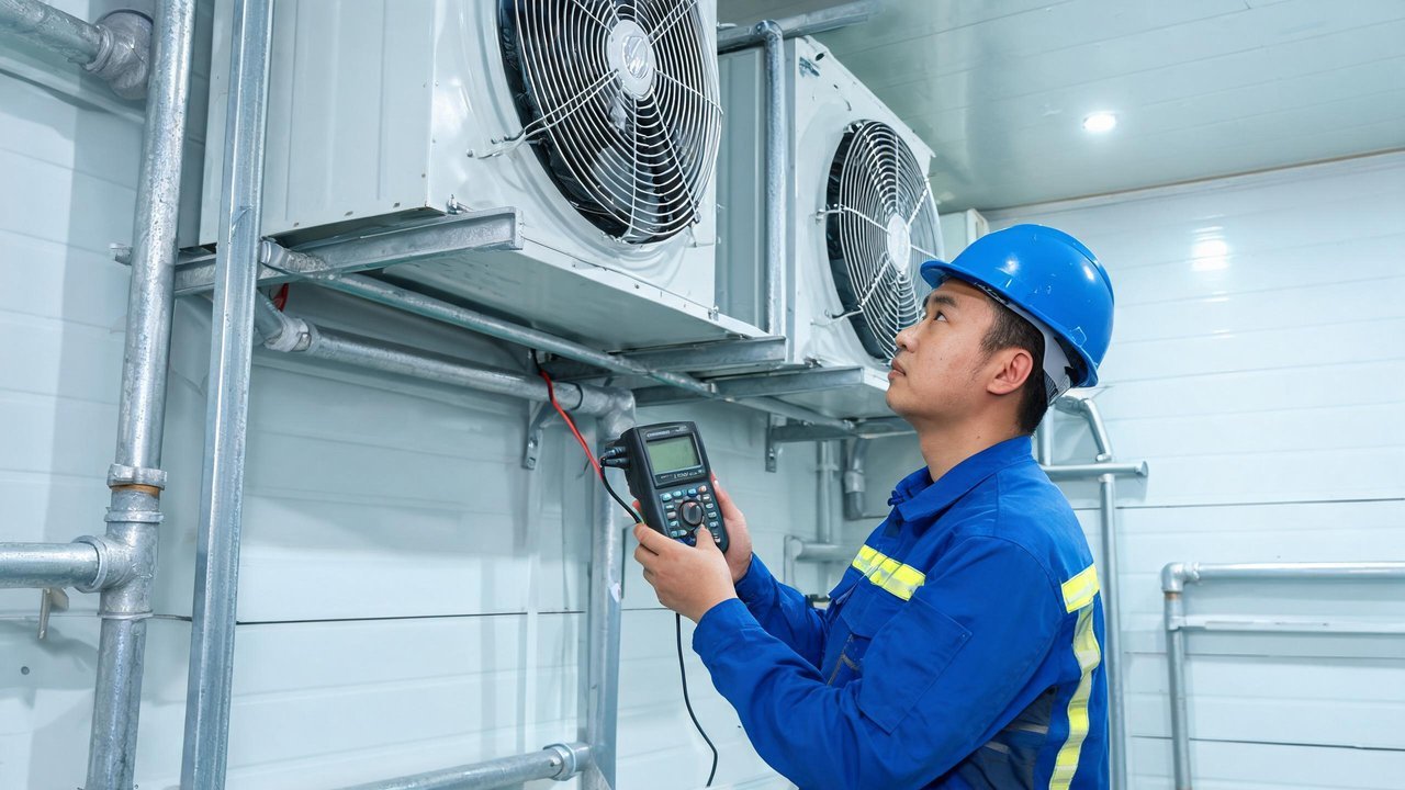 维修工程师检查冷风机
