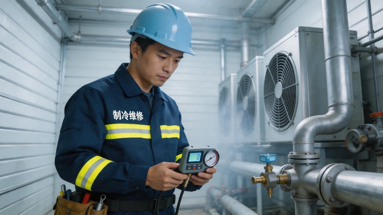 维修工程师检查设备