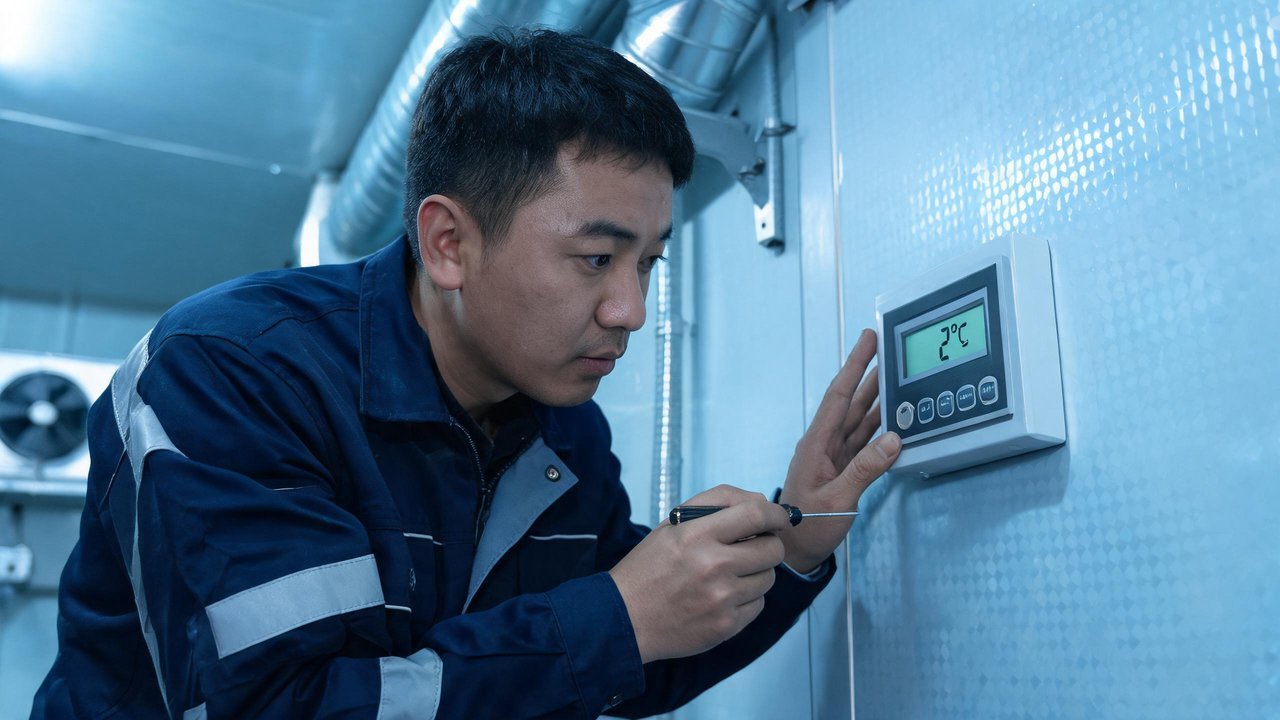 维修师傅检查温控器