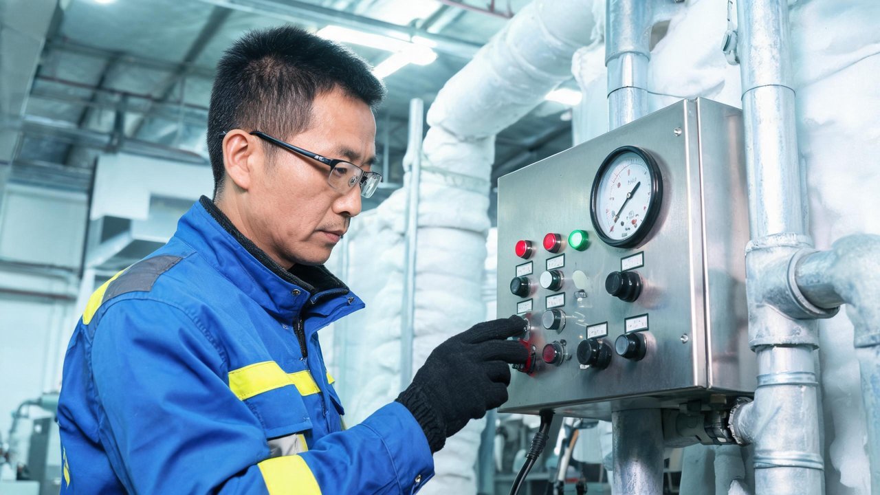维修工程师检查压力控制器