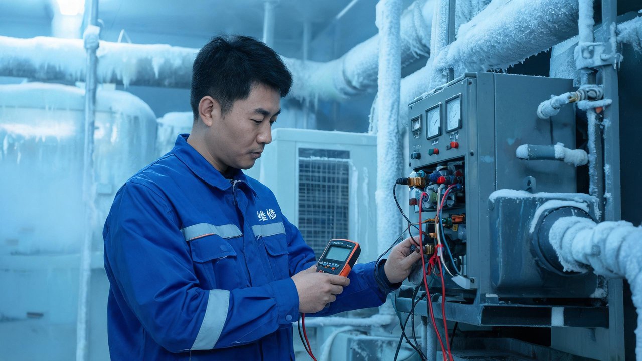 维修工程师检查制冷设备