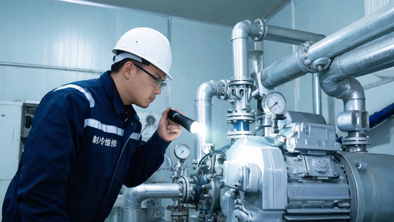 维修工程师检查制冷系统