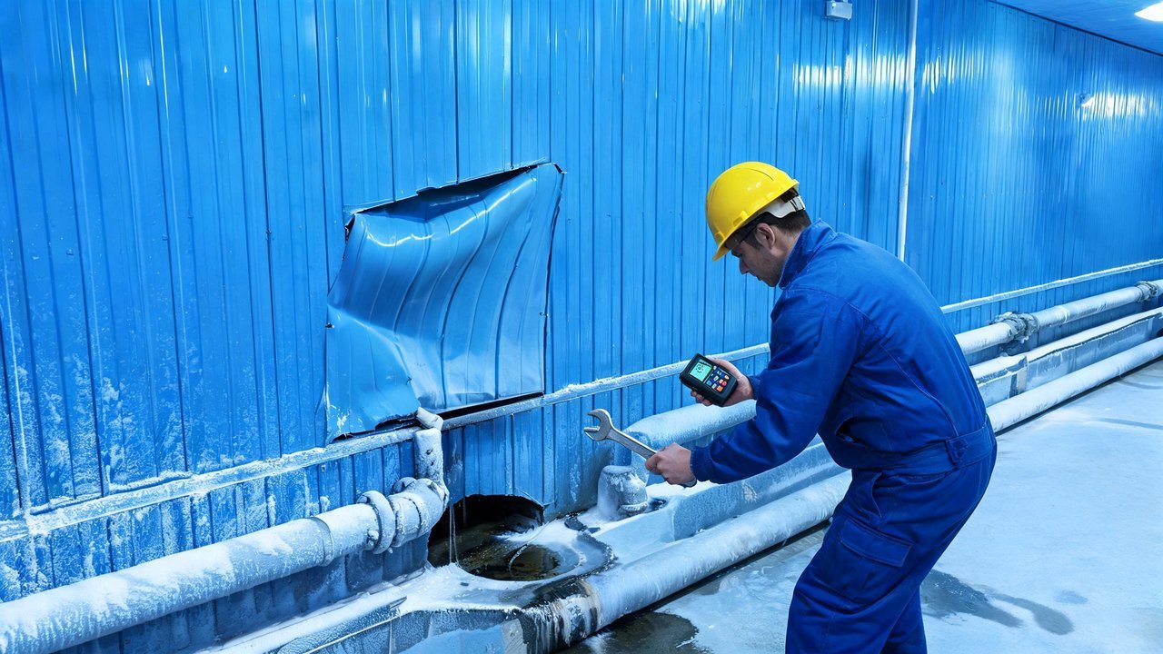 封面图:冷库排水系统故障现场