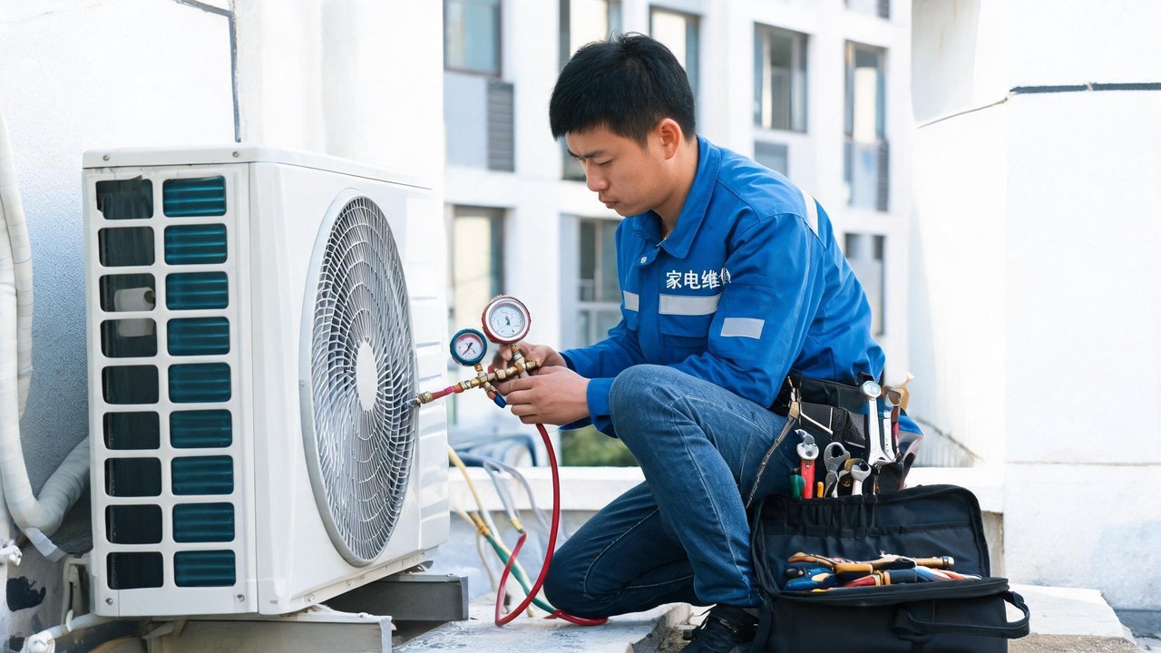 维修工程师检修制冷设备