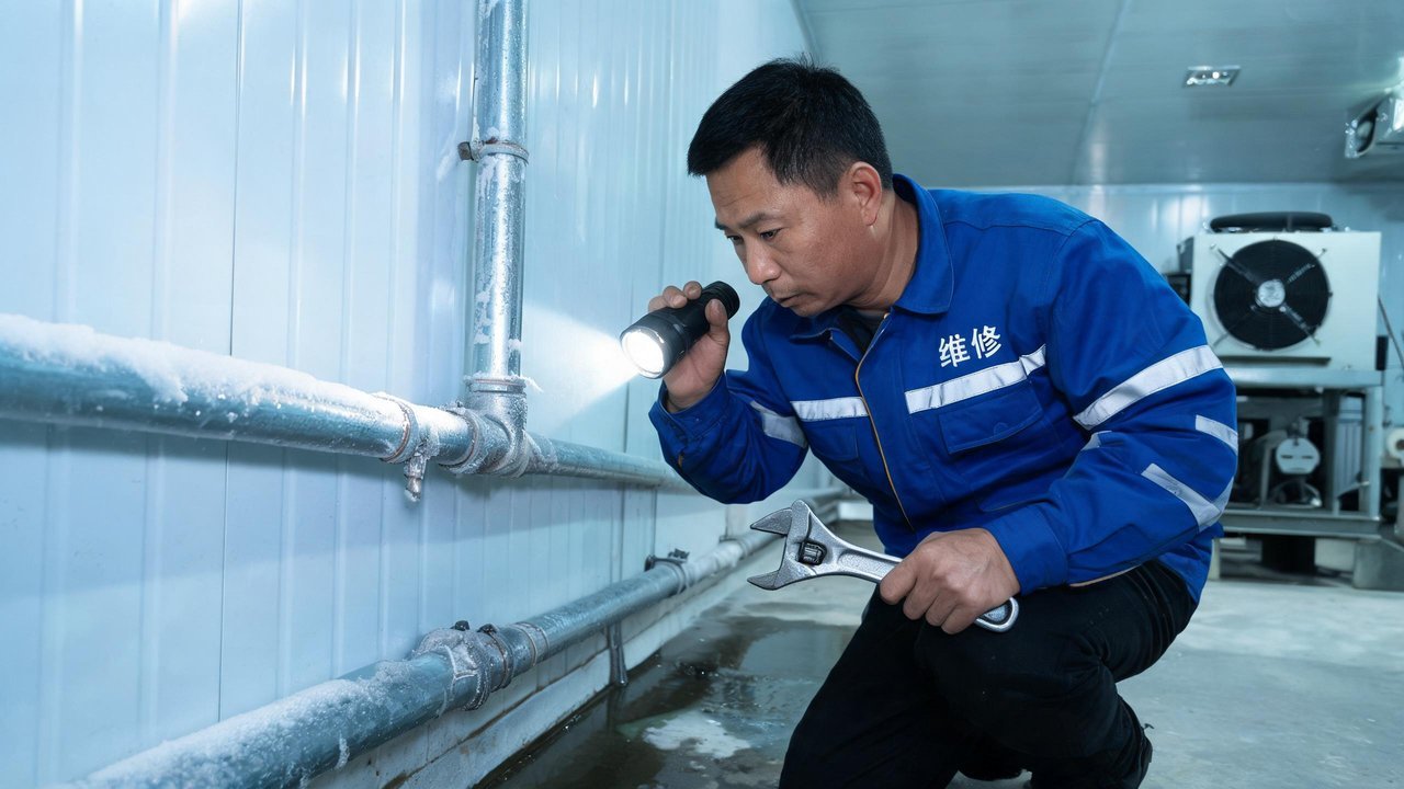 维修工程师检查排水管道