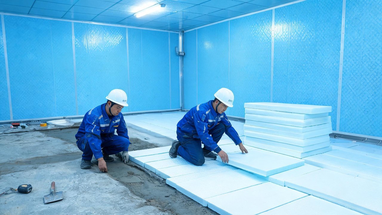 冷库地面保温层维修现场