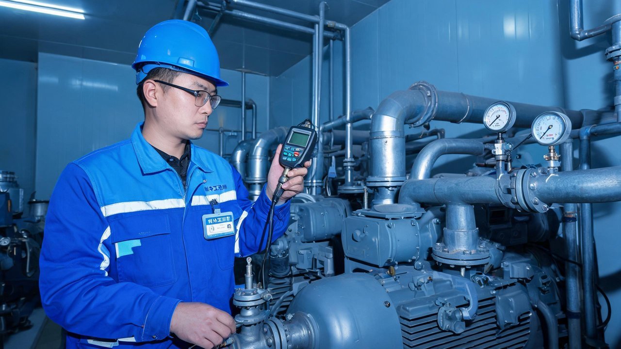 制冷工程师检查设备