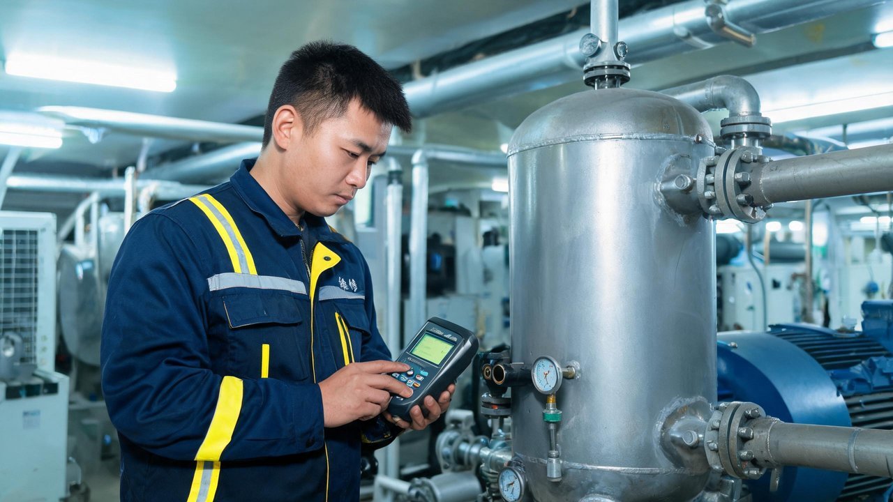 维修工程师检查制冷设备