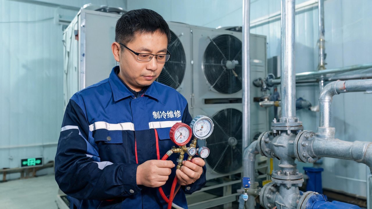 维修工程师诊断冷库设备