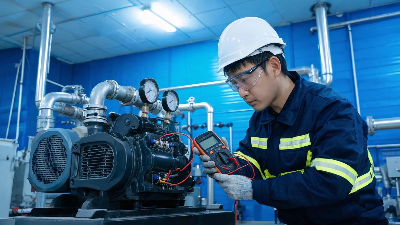 维修工程师检查制冷设备