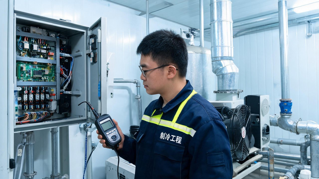 制冷工程师检查设备