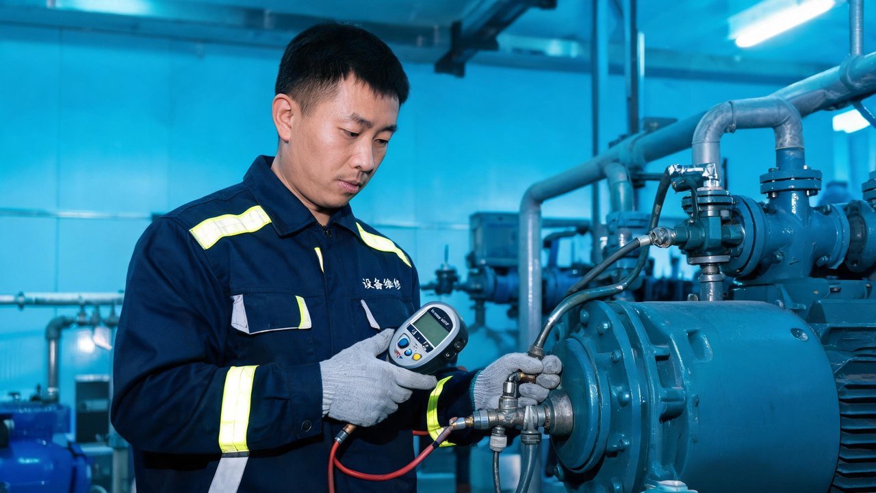 维修工程师检查压缩机