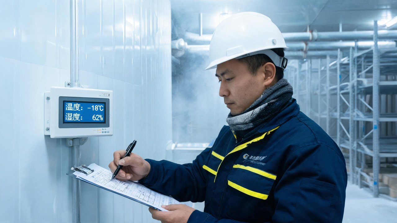 冷库巡检工程师检查设备