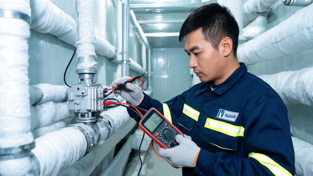 维修工程师检查电磁阀