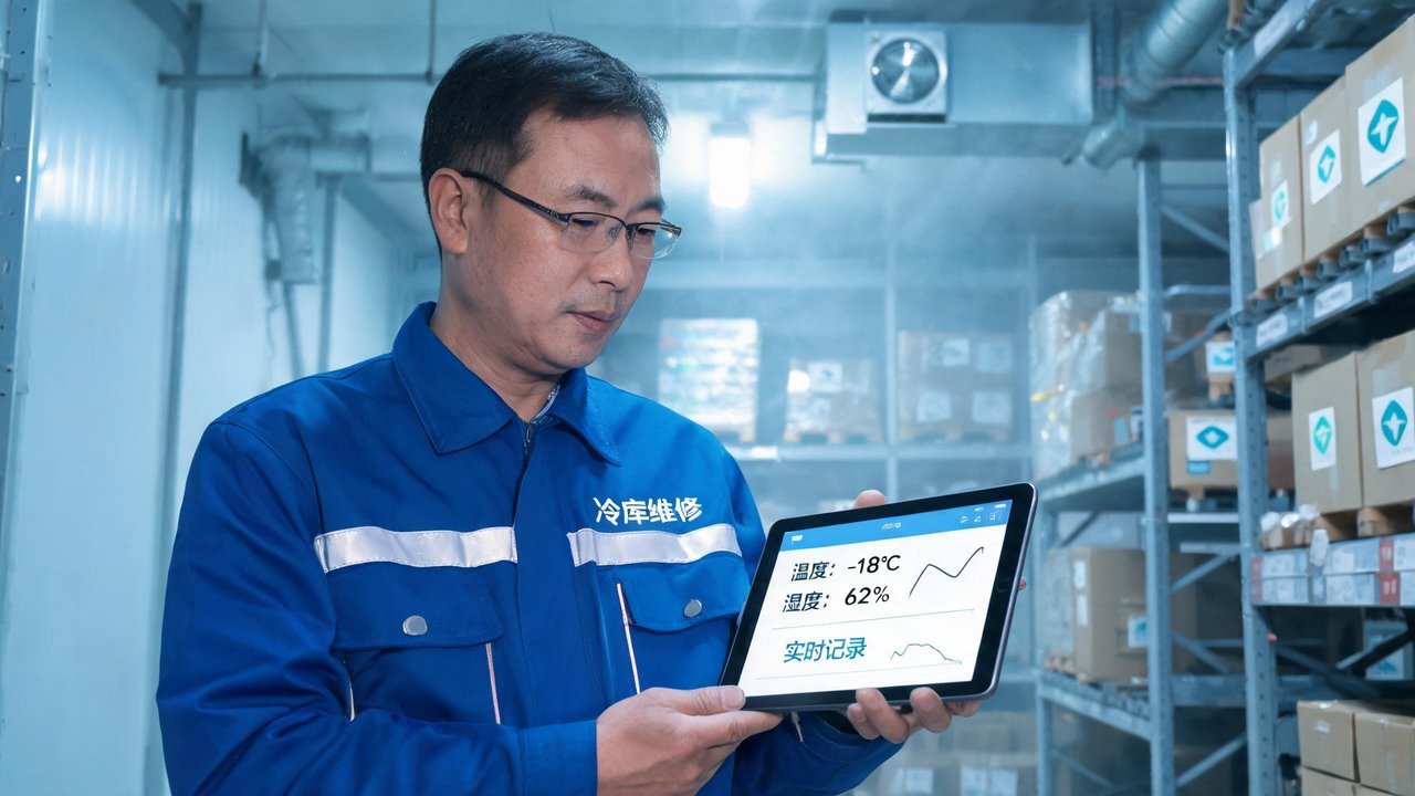 维修工程师检查温湿度记录