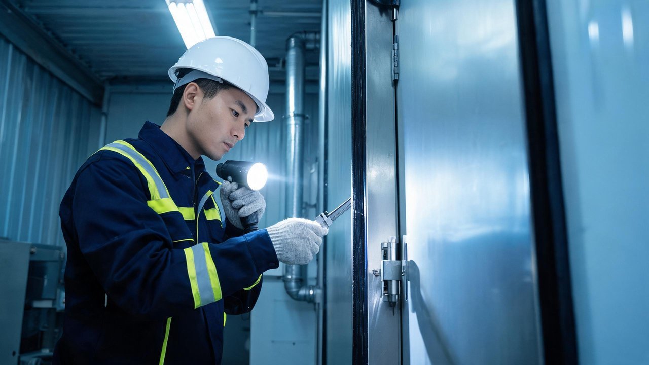 维修工程师检查密封条