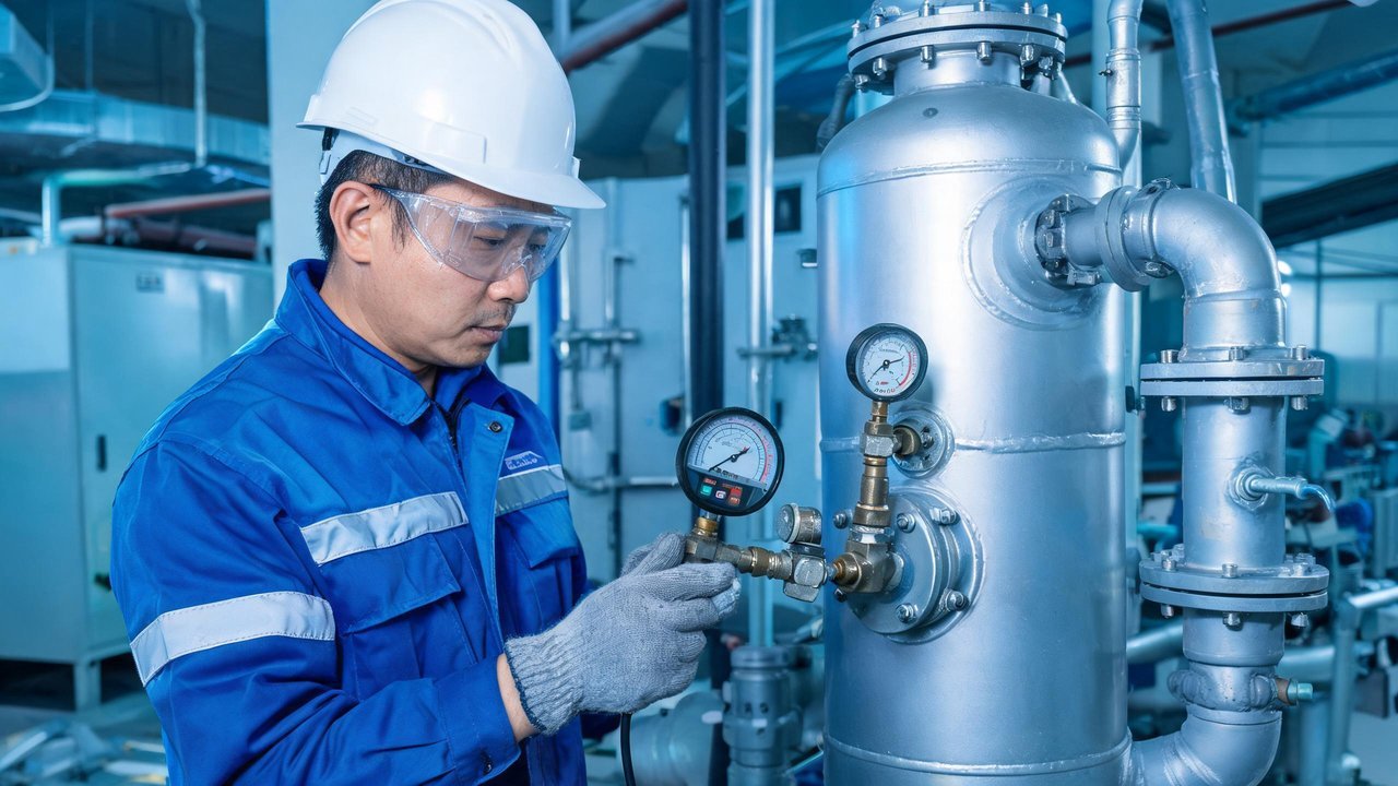 维修工程师检查设备