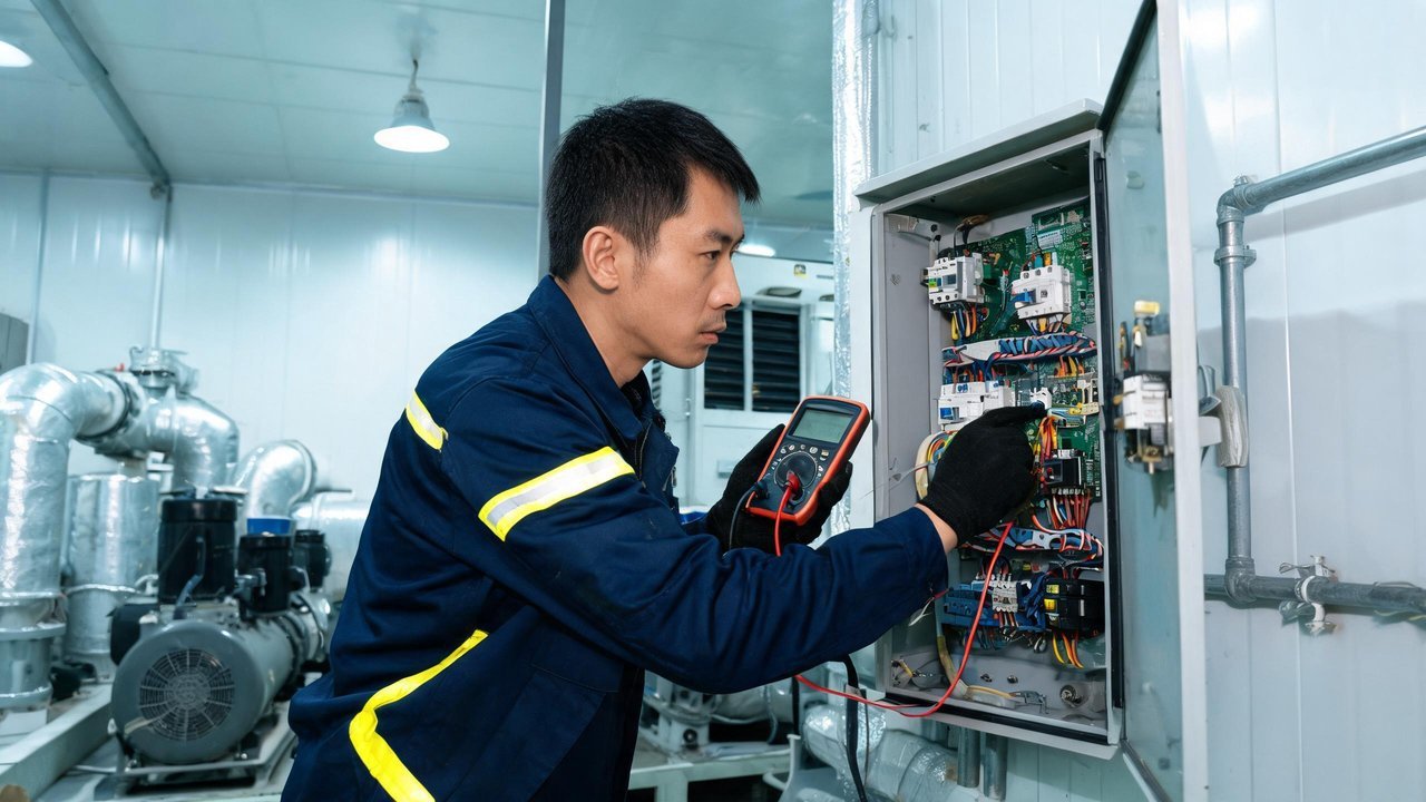 维修工程师检查电控箱