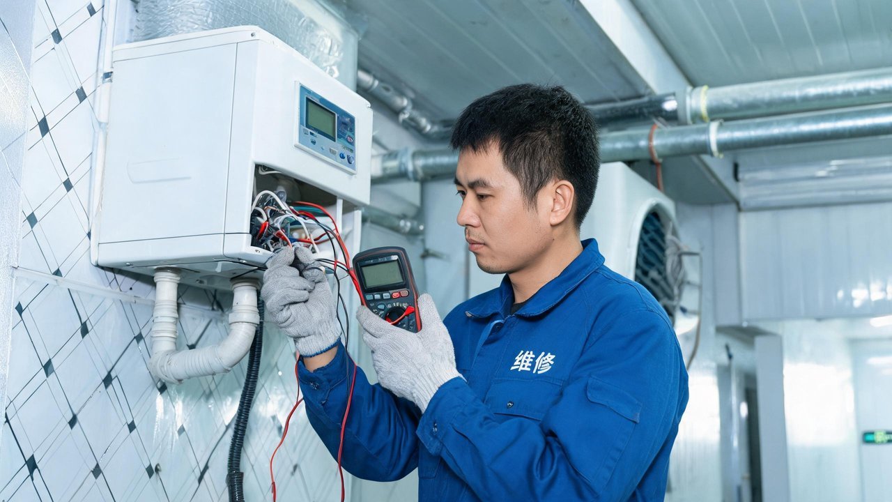 维修师傅检查加湿器