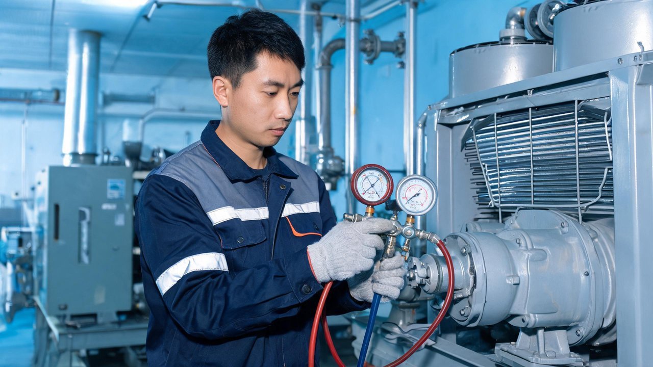 维修工程师检查压缩机