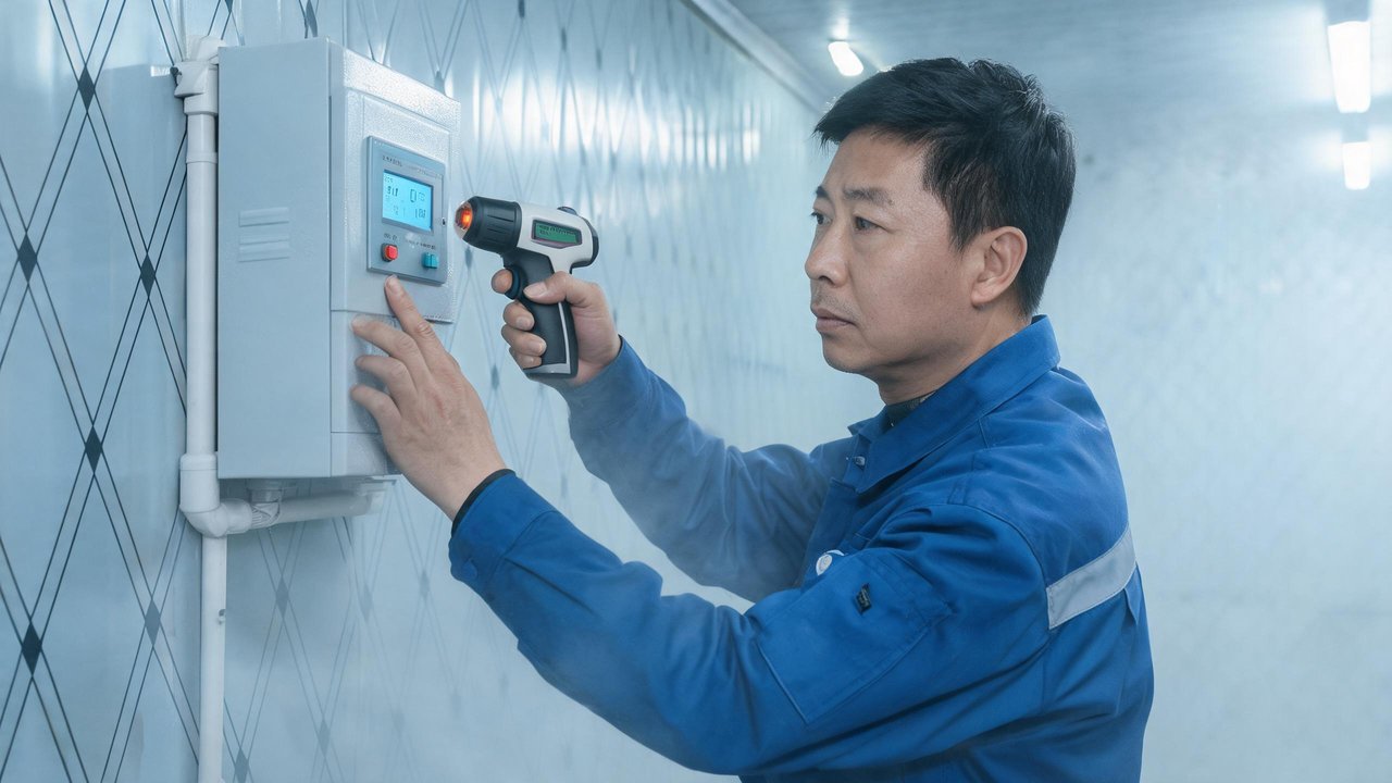 维修工程师检查温控系统