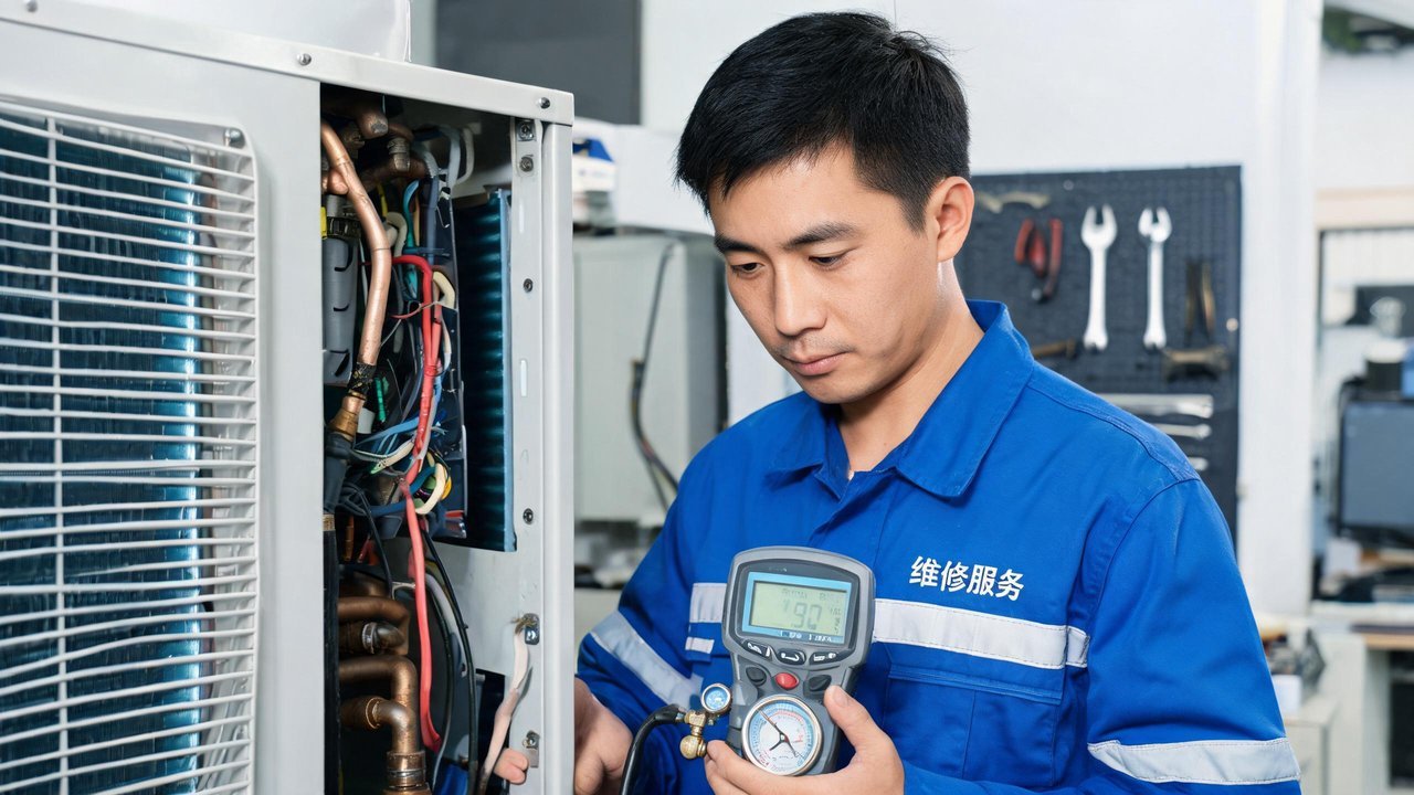 维修工程师检查制冷设备