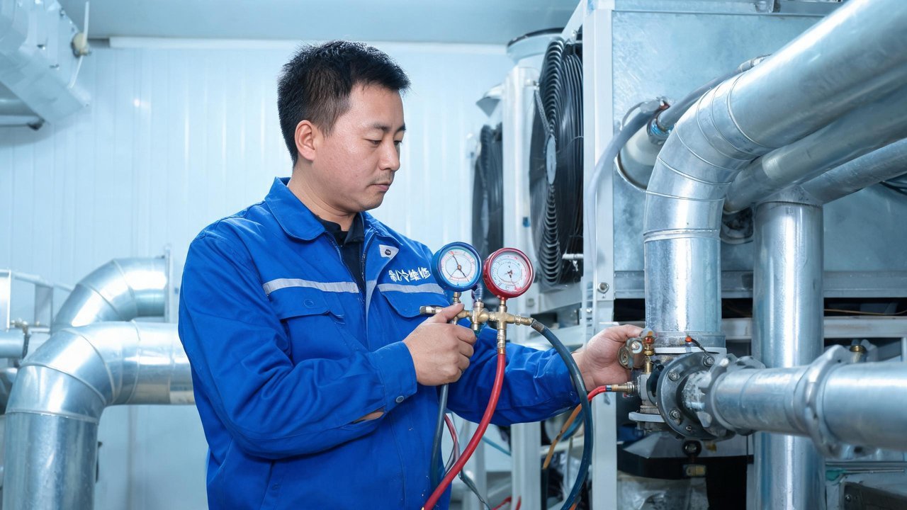 维修技师检查制冷设备