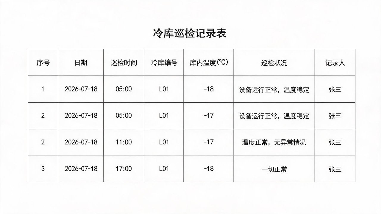 冷库巡检记录表