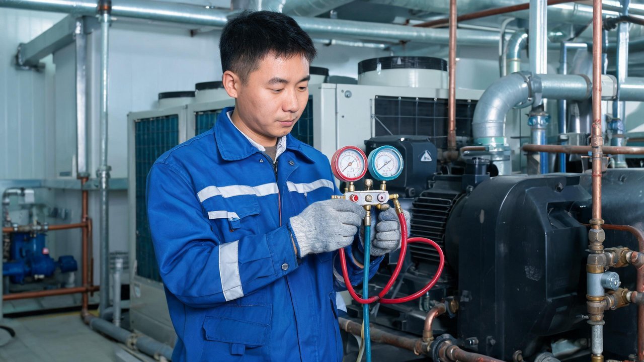 中国维修师傅检查设备