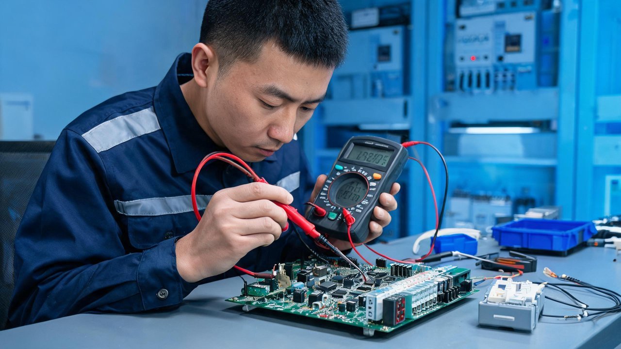 工程师检测PLC电路
