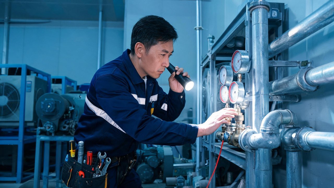 维修工程师检查设备