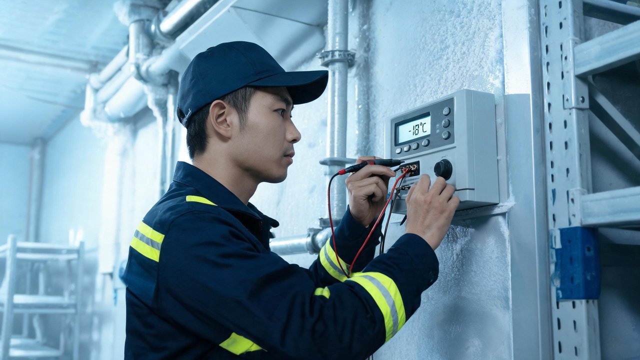 维修工程师检查温控系统