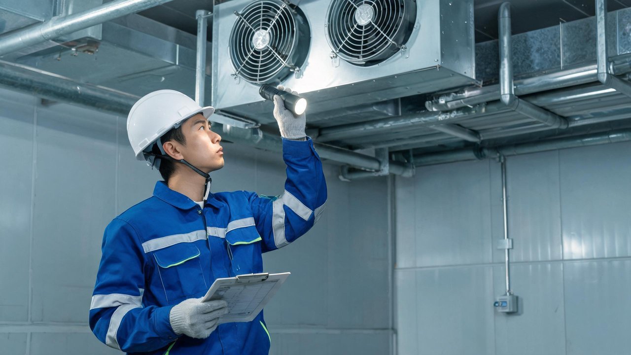 维修工程师检查风机