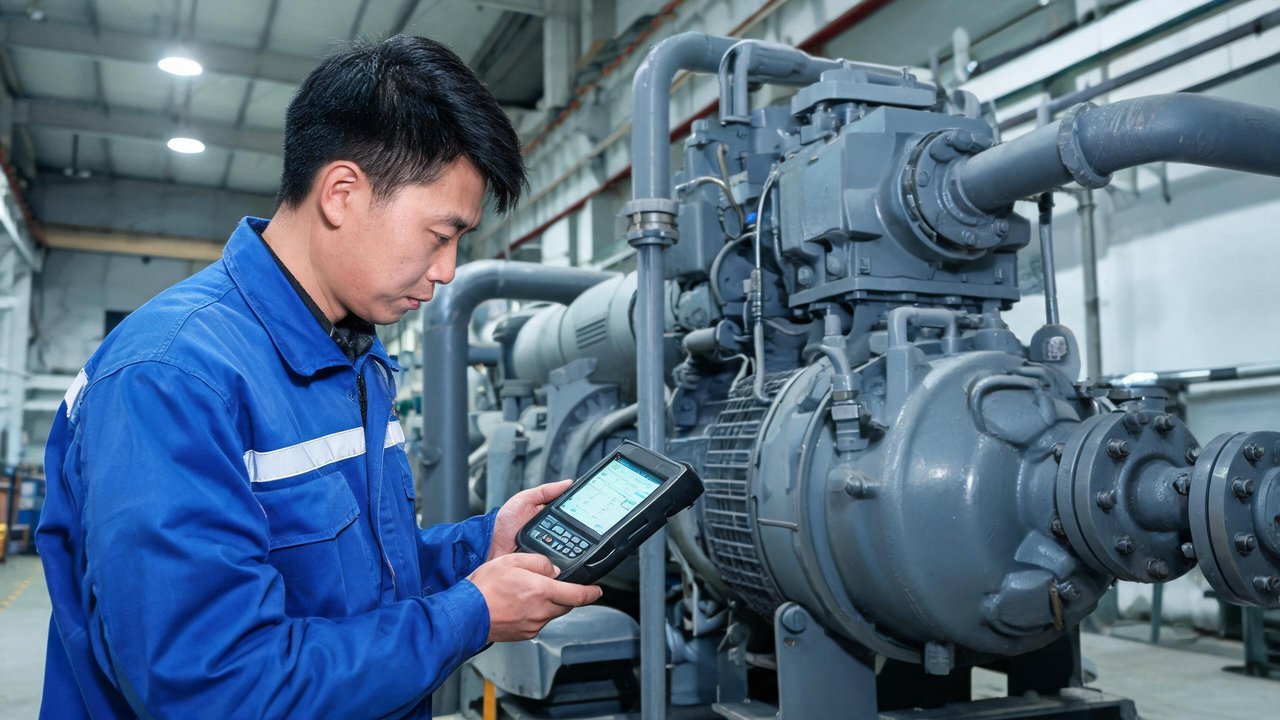 维修工程师检查压缩机