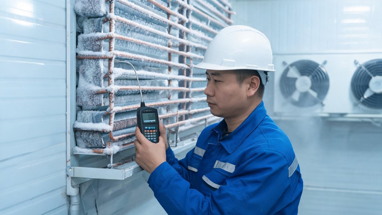 维修工程师检测蒸发器
