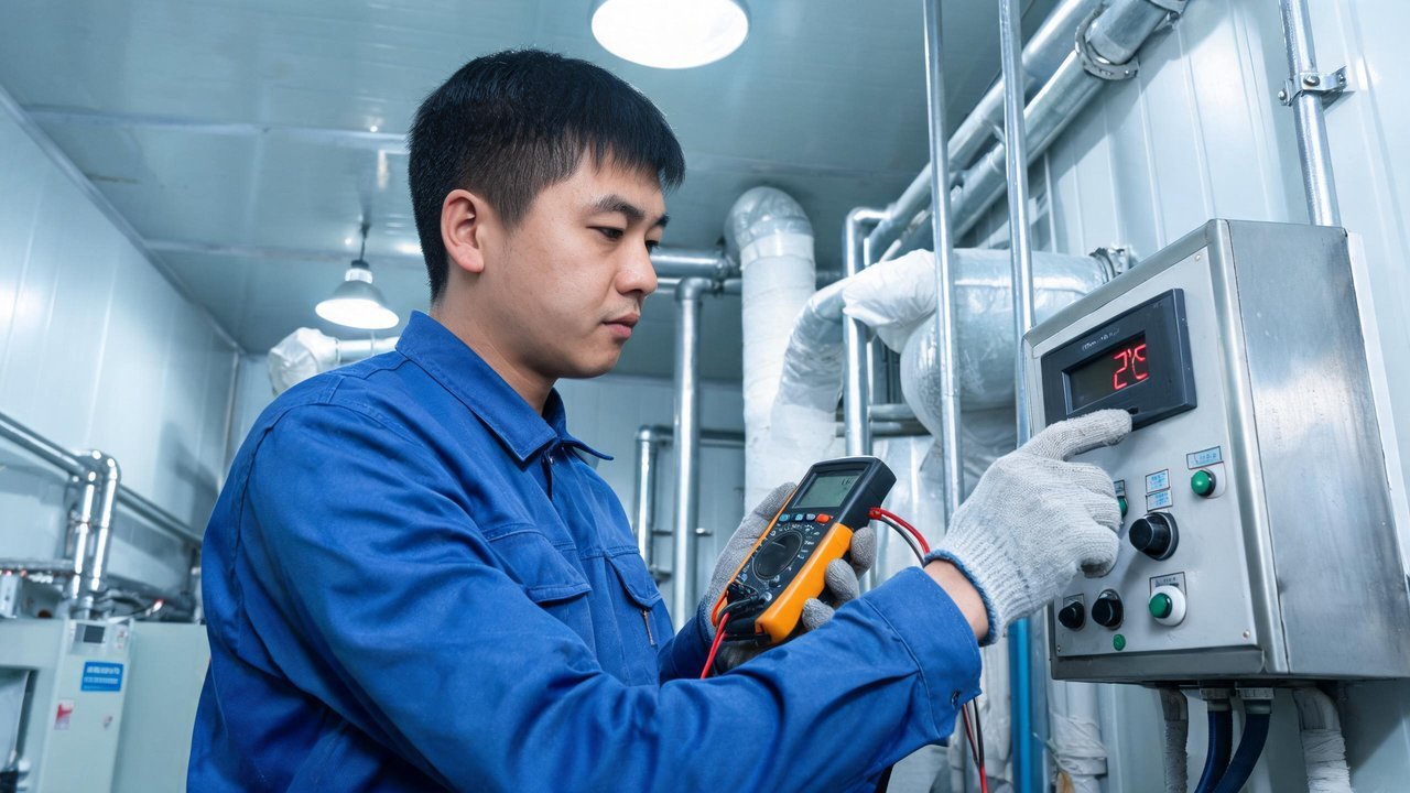 维修工程师检查设备